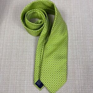 Salvatore Domenico Italy Handmade Silk‎ Tie Green Blue Polka Dot
